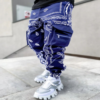 Men's Bandanna Print Casual Wide-Leg Harem Pants