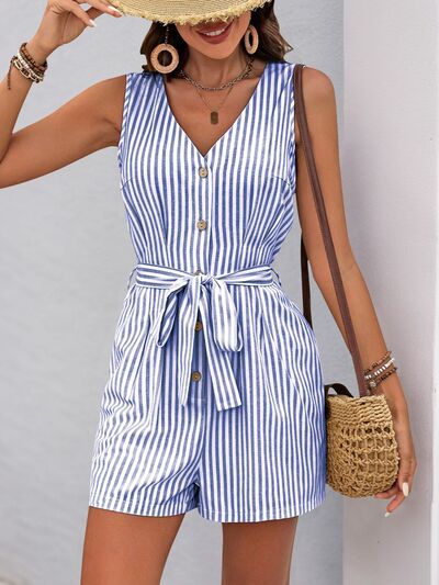 Women's Striped Romper summer outfit - Munsieur