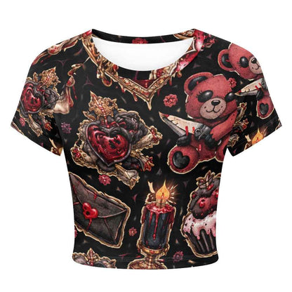 Tight cropped navel-baring T-shirt