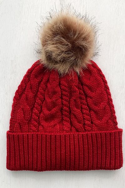 Cable-Knit Cuffed Hat with Pom-pom - Munsieur