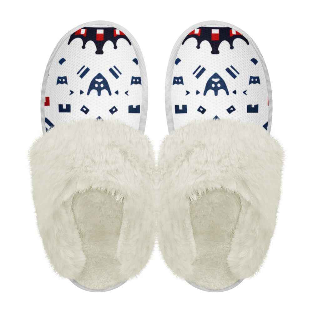 Cotton slippers with fur edges