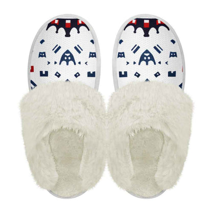Cotton slippers with fur edges