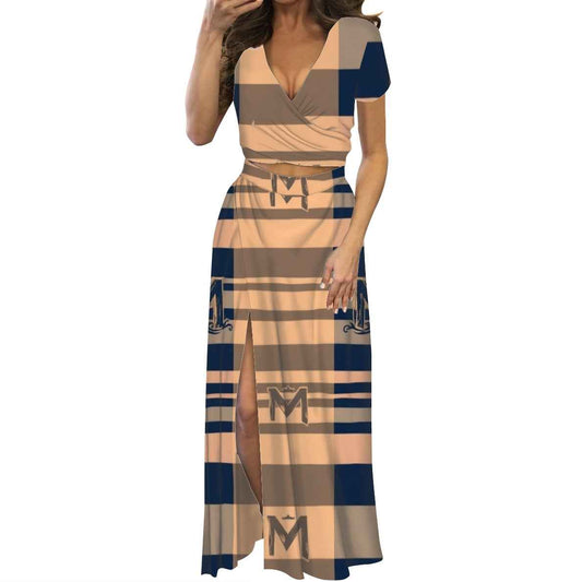 Short sleeve long dress suit