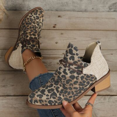 Contrast Canvas Low Heel Boots - Munsieur