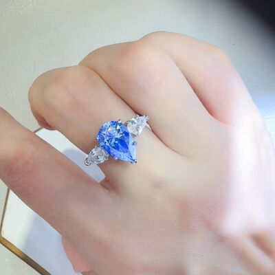 2 Carat 925 Sterling Silver Moissanite Teardrop Shape Ring - Munsieur