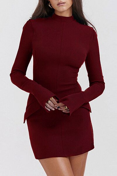 Mock Neck Long Sleeve Mini Dress - Munsieur