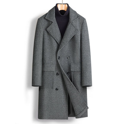 Fall Winter Men Double Breasted Mid-length Coat - Munsieur