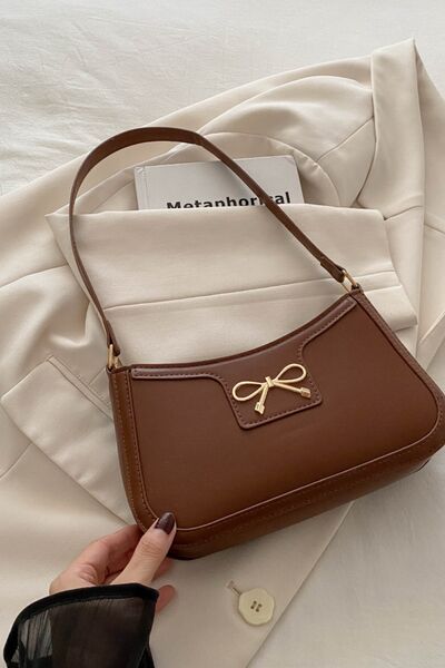 Bow Trim PU Leather Shoulder Bag - Munsieur