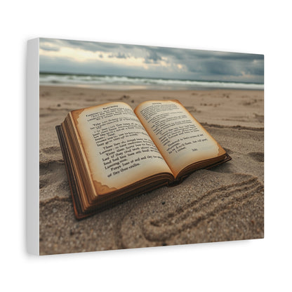 Ocean Themed Stretched Canvas Print, Coastal Decor, Book Lovers Art, Beach Home Decor, Nautical Wall Art