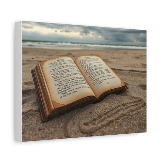 Ocean Themed Stretched Canvas Print, Coastal Decor, Book Lovers Art, Beach Home Decor, Nautical Wall Art