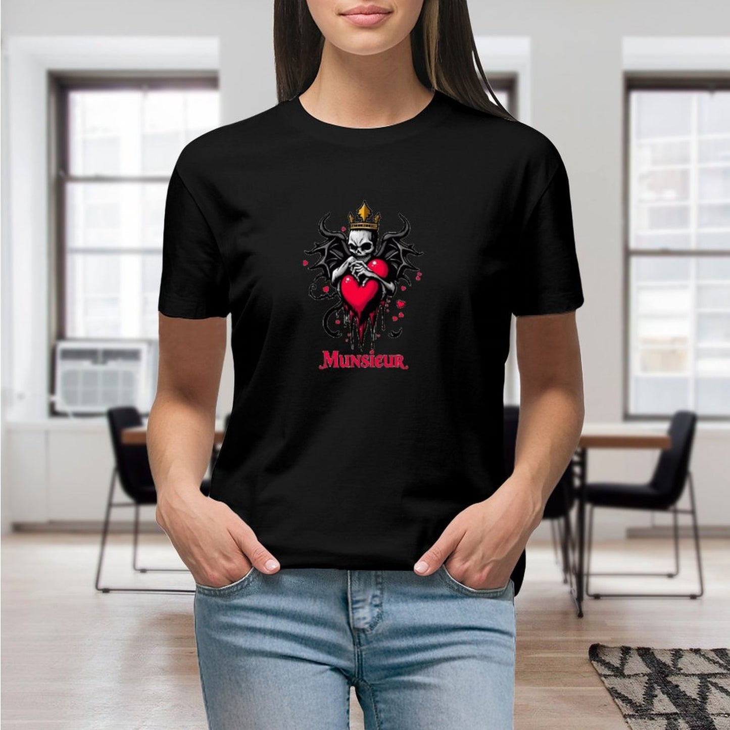 Munsieur Women's T-shirt "Queen" Bleeding Collection for Valentine's Day Embroidered