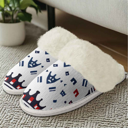 Cotton slippers with fur edges