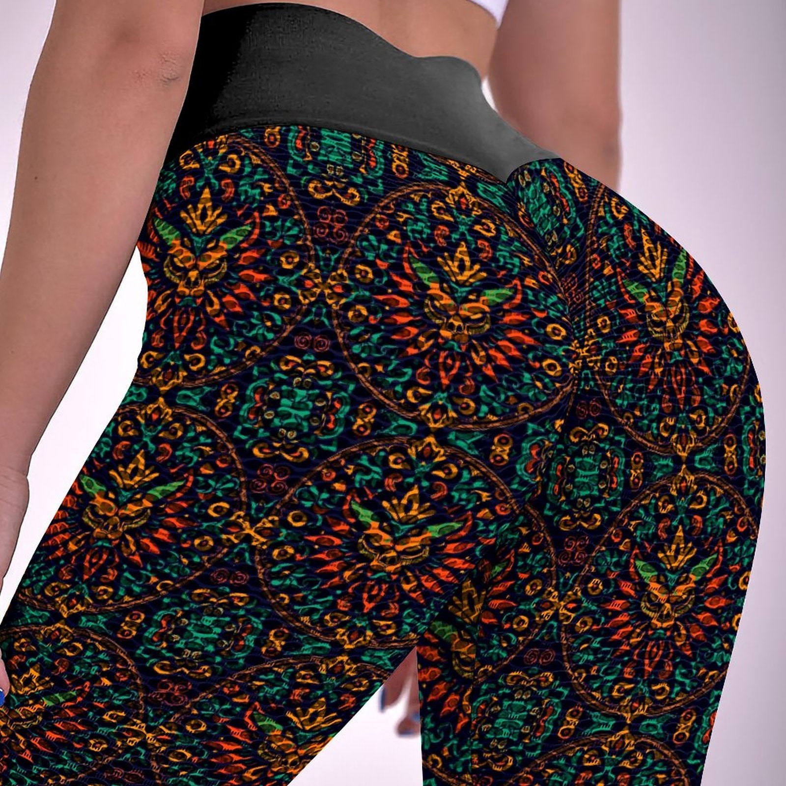 Custom Printed Honeycomb Textured Yoga Leggings for Women