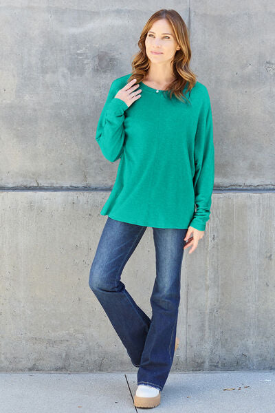 Double Take Full Size Round Neck Long Sleeve T-Shirt - Munsieur