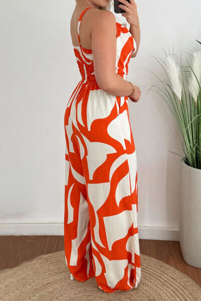 Two-Tone Spaghetti Strap Wide Leg Jumpsuit - Munsieur