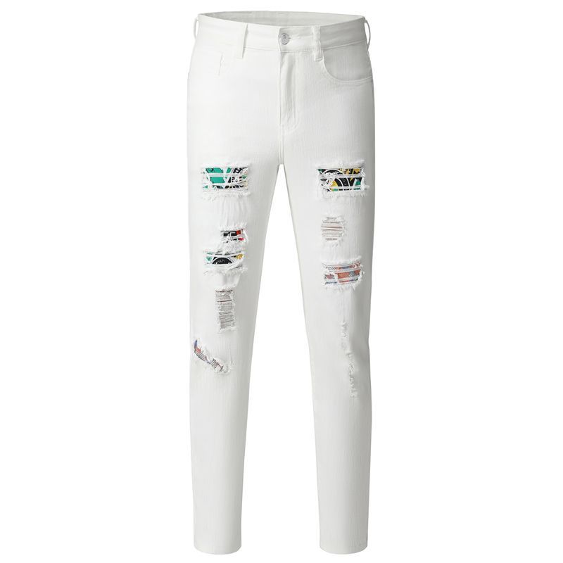 Hole Patched Washed Pants for Men