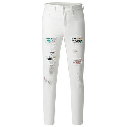 Hole Patched Washed Pants for Men
