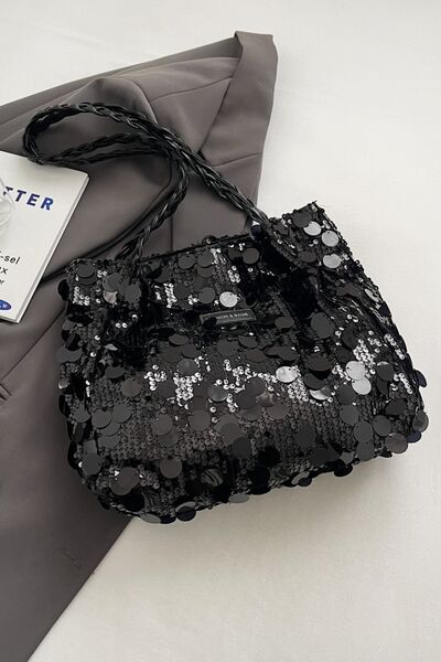 Sequin Braided Strap Shoulder Bag - Munsieur