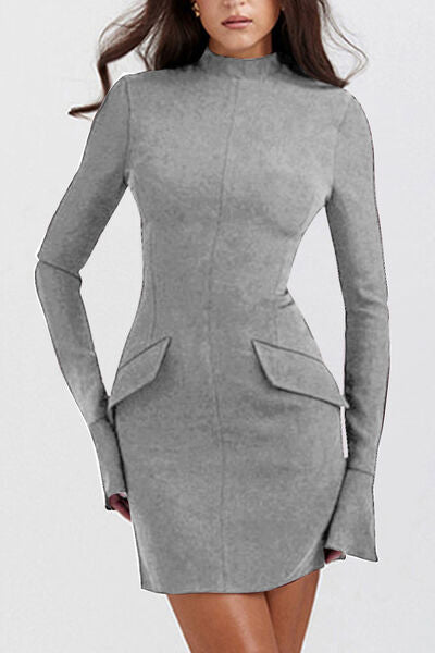 Mock Neck Long Sleeve Mini Dress - Munsieur
