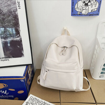 Stylish PU Leather Zip Backpack for Everyday Use - Munsieur