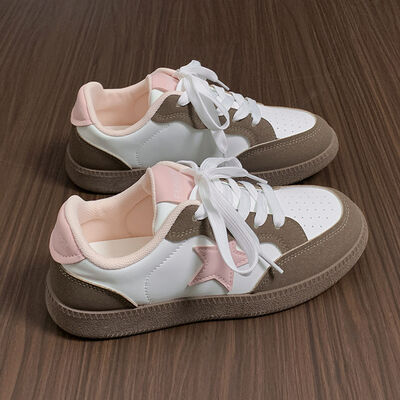 Contrast Star Lace-Up Athletic Sneakers - Munsieur