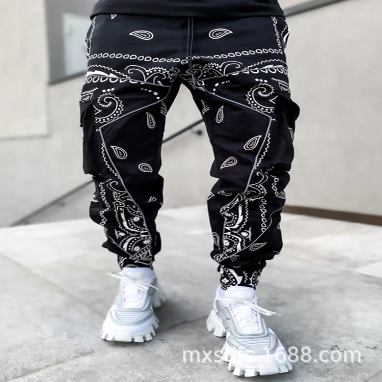 Men's Bandanna Print Casual Wide-Leg Harem Pants