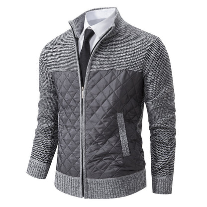 Men's Coat Color Matching Zipped Stand Collar - Munsieur
