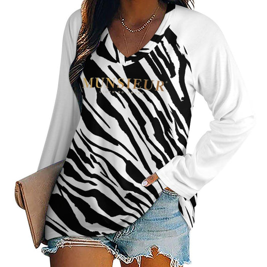 Munsieur Be Bold, Be Chic in Munsieur Premium V-neck Loose Long Sleeve T-shirt Women’s T-Shirts! - Munsieur