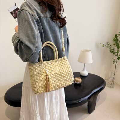 Braided Strap Paper Weave Shoulder Bag - Munsieur