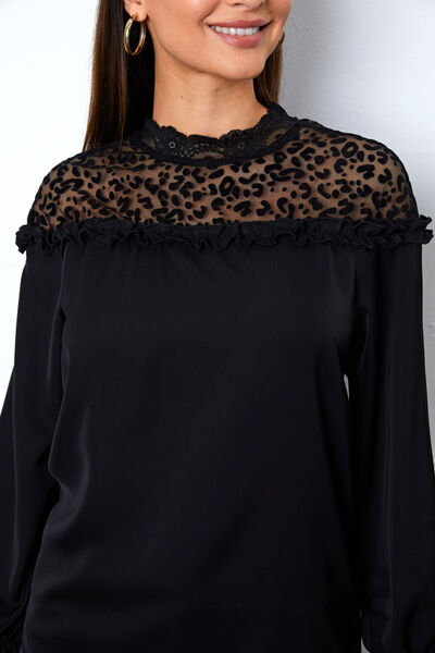 Leopard Frill Flounce Sleeve Blouse - Munsieur