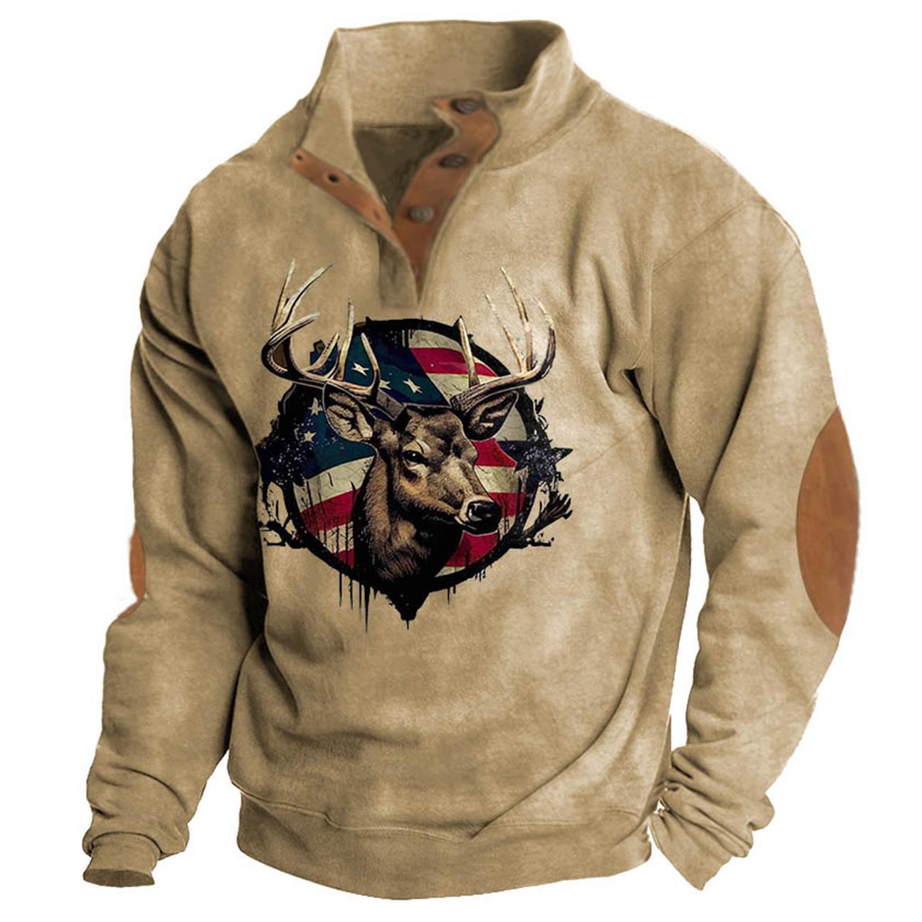 Denim Long-sleeved Tee Men's Fashion Printing Casual