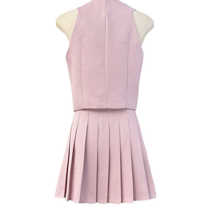 Women's Tennis Skirt Set + Blouse High Waist Pleated Two-piece