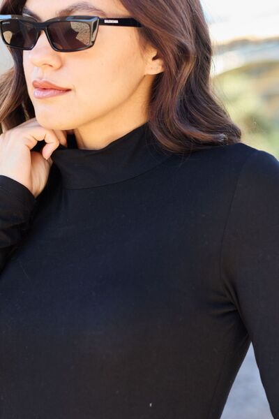 Full Size Mock Neck Long Sleeve Bodysuit - Munsieur