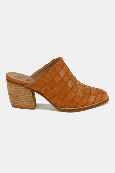 Munsieur Beast Fashion Woven Checkerboard Block Heel Mules - Munsieur