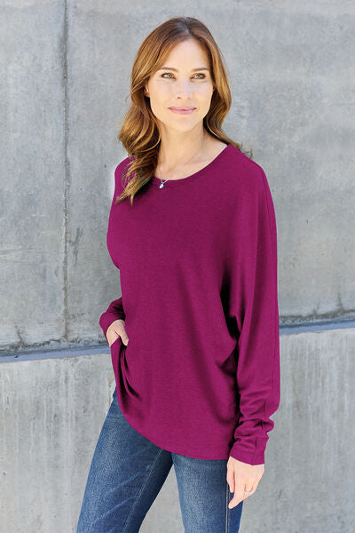 Double Take Full Size Round Neck Long Sleeve T-Shirt - Munsieur