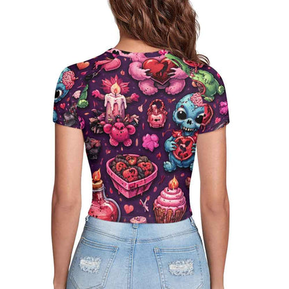 Tight cropped navel-baring T-shirt