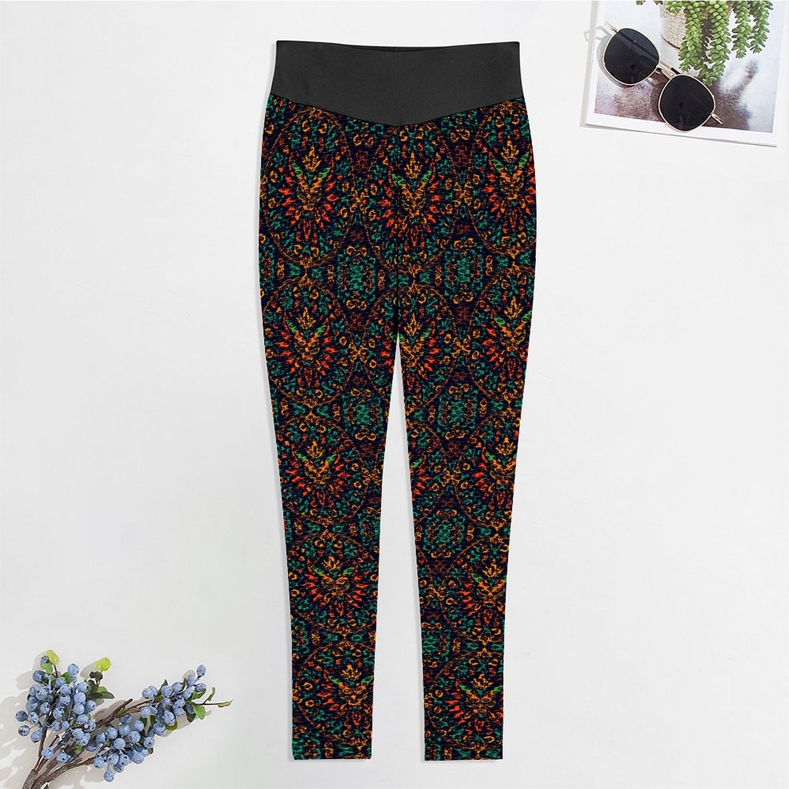 Custom Printed Honeycomb Textured Yoga Leggings for Women