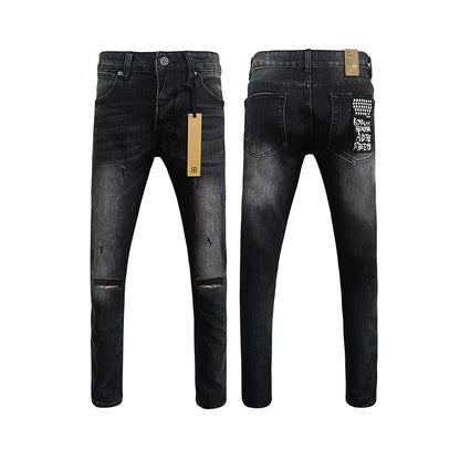 Straight Ripped Stretch American High Street Casual Men's Pants