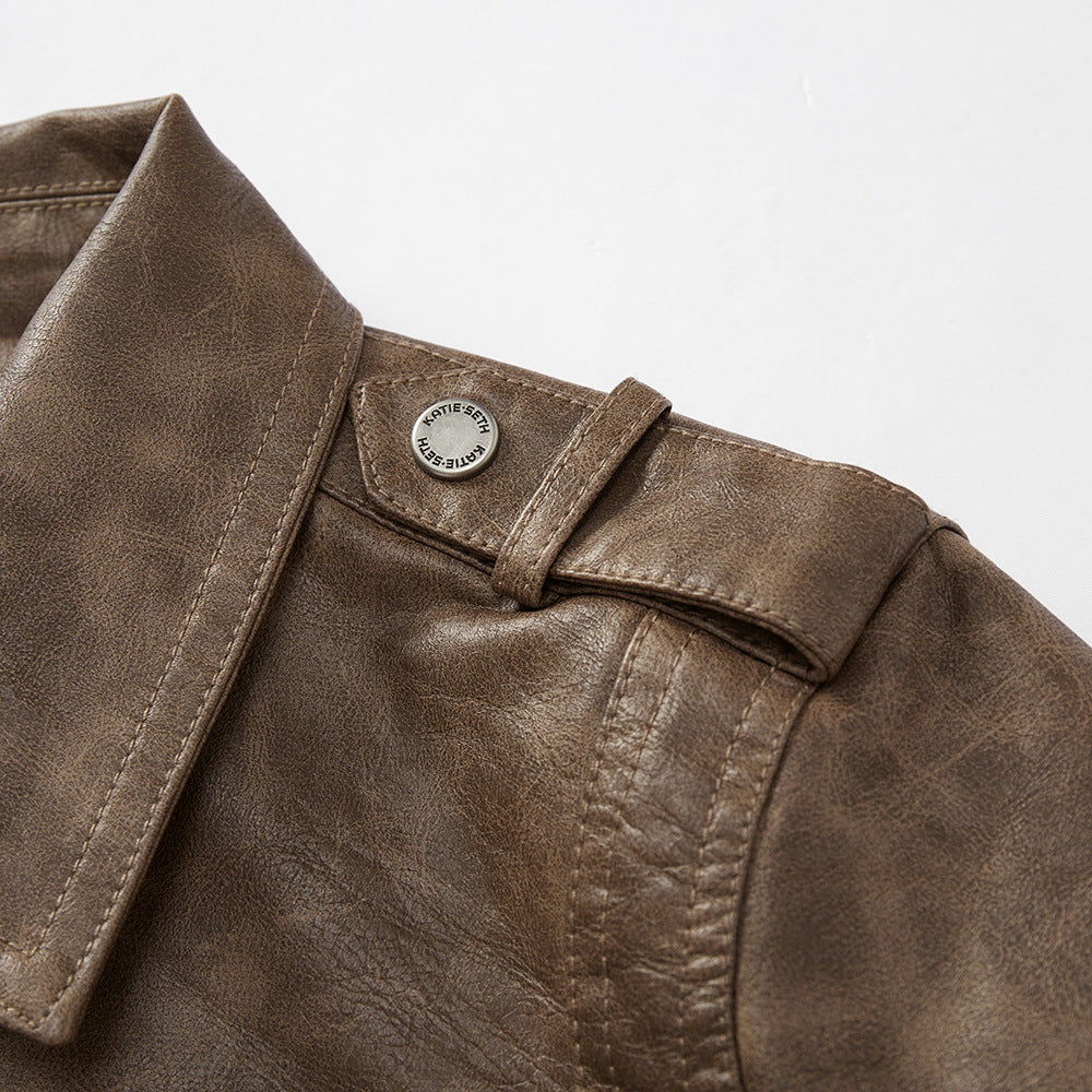 Men's Lapel Fashion Casual Men's Clothing Leather Coat Motorcycle Style - Munsieur