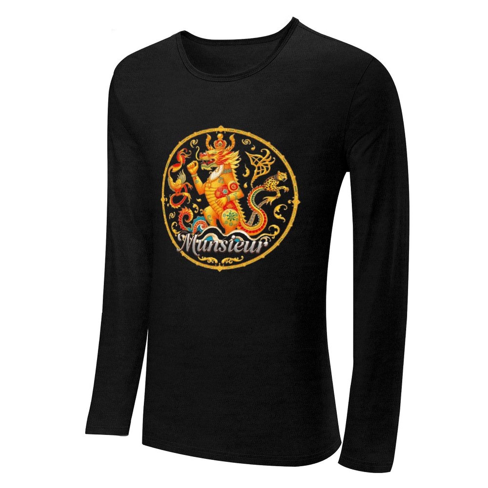 Munsieur Long Sleeve Tee for Men: Luxe Fabric, Tailored Fit - Munsieur