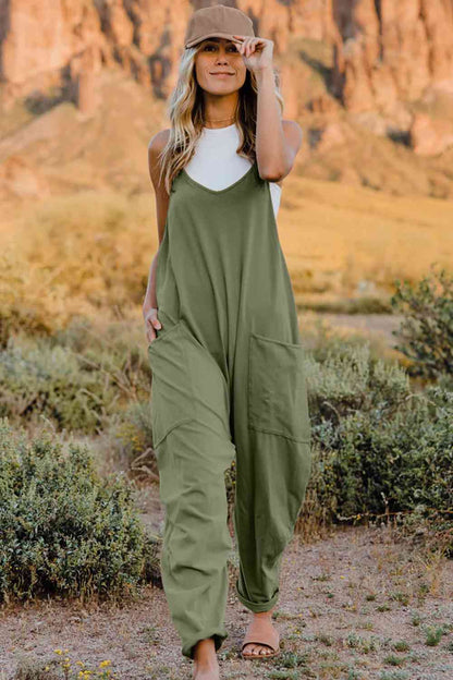 Double Take Full Size V-Neck Sleeveless Jumpsuit with Pockets - Munsieur