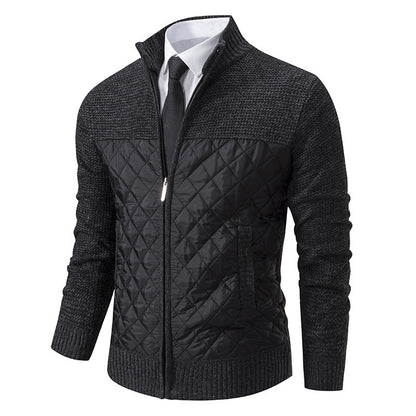 Men's Coat Color Matching Zipped Stand Collar - Munsieur