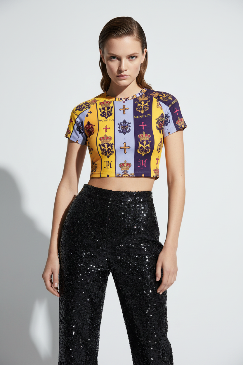 MUNSIEUR Luxury Cropped Navel T-Shirt - Premium Gothic Streetwear
