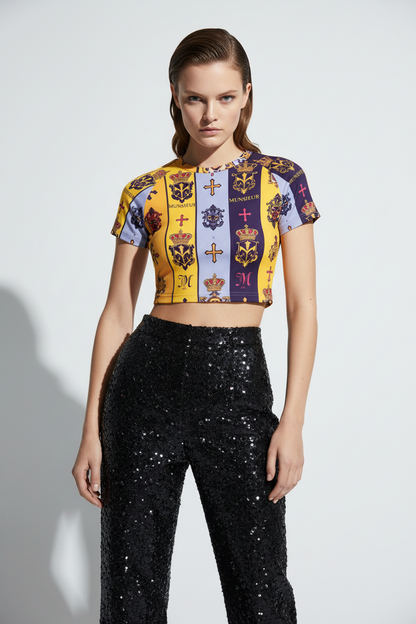 MUNSIEUR Luxury Cropped Navel T-Shirt - Premium Gothic Streetwear
