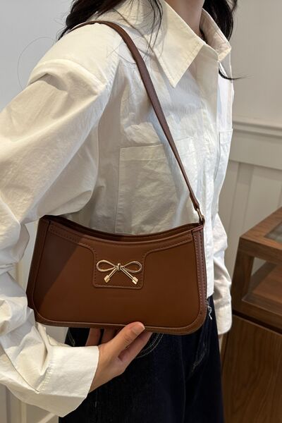 Bow Trim PU Leather Shoulder Bag - Munsieur