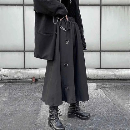 Plus Size Harajuku Punk Style Skirts Women High Waist Buckle Irregular Gothic Skirt Black Hip Hop Streetwear Freely Adjustable