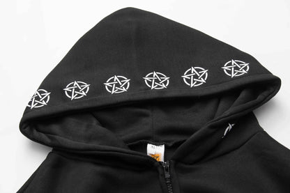 Irregular Black Punk Hoodie | Sheep Head Moon Print | MUNSIEUR