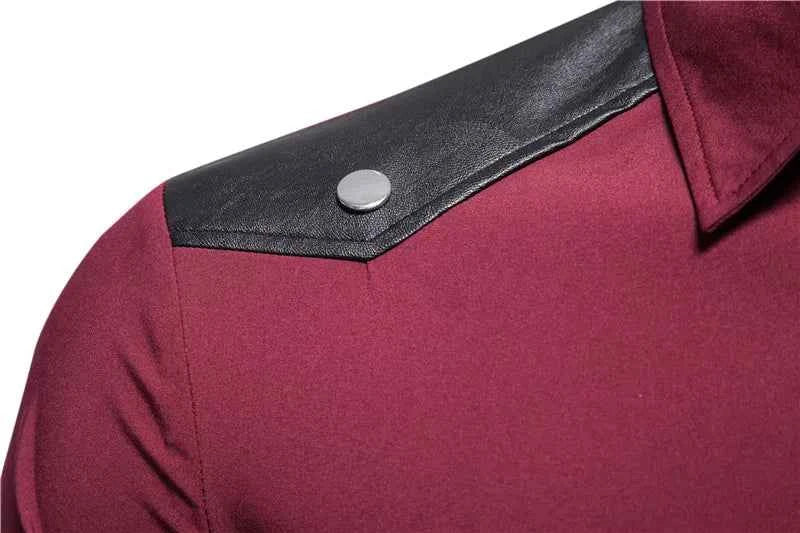 Mens Dress Shirts Short Sleeve Summer Goth Style Rivet Solid Color Social Shirt Homme Men Steampunk Slim Fit Chemise Streetwear