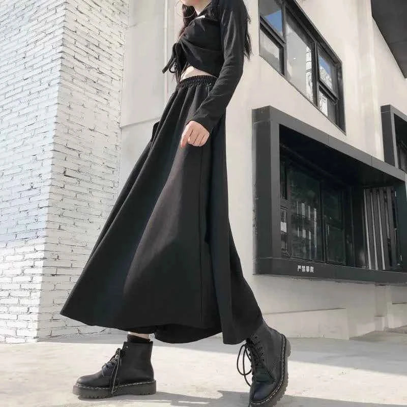 Plus Size Harajuku Punk Style Skirts Women High Waist Buckle Irregular Gothic Skirt Black Hip Hop Streetwear Freely Adjustable