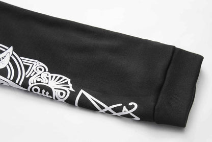 Irregular Black Punk Hoodie | Sheep Head Moon Print | MUNSIEUR